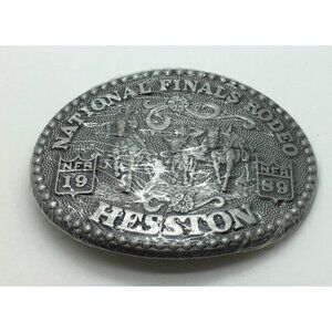 National Finals Rodeo Belt Buckle 1989 Hesston NFR Cowboy Cowgirl Equestrian